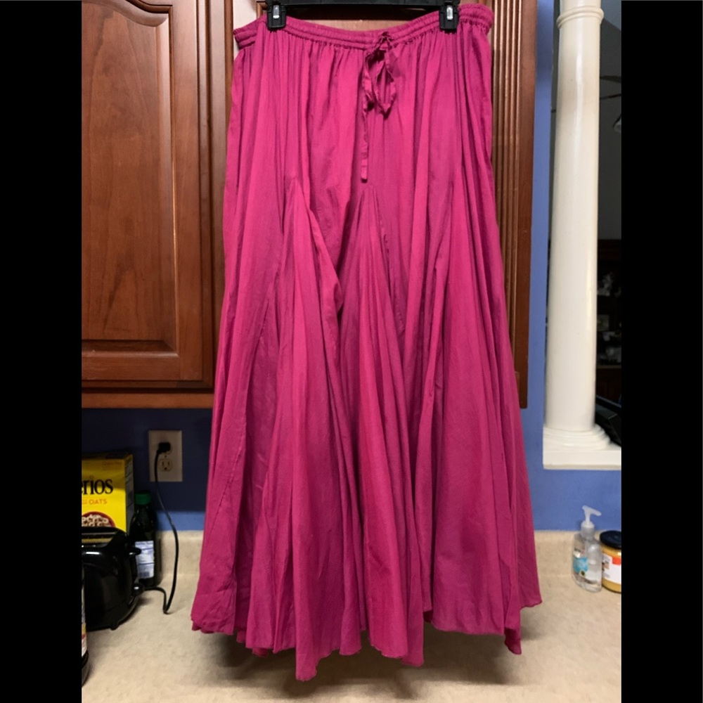 Jessica london pink pleated Boho maxi skirt sz 18